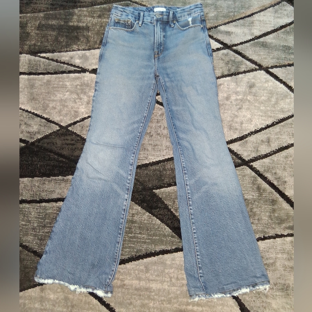EUC Good American Size 6/28 Good Legs Mid Rise Flare Blue Jeans!! - Picture 10 of 16